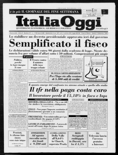 Italia oggi : quotidiano di economia finanza e politica